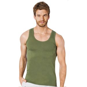 6 pack-Heren Onderhemd van 100% katoen-Singlet Heren-Groen-S