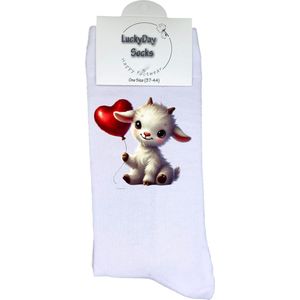 Geitje - Opkikkertje - Fantasie - Hartje - Valentijn - Liefde - Grappige sokken - Valentijn cadeau - Verjaardag - Geluk - Grappige sokken - Leuke sokken - Vrolijke sokken - Kleur - Kerst sokken - Vaderdag - Moederdag - Socks maken Happy - 37-44