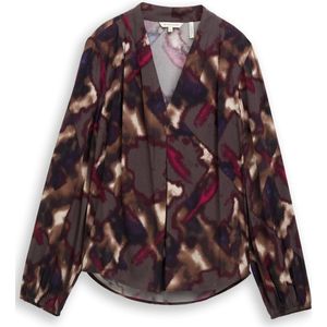 Tom Tailor - Klassieke Blouse - Bruin - Met Print All-over