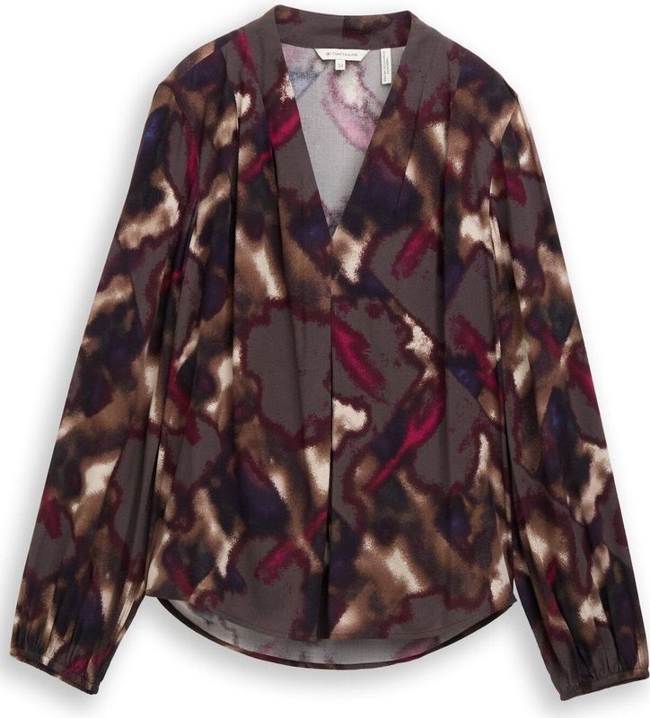 Tom Tailor - Klassieke Blouse - Bruin - Met Print All-over