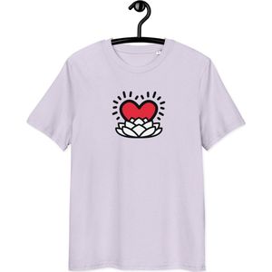 Rebirth of Love T-shirt - Unisex - 100% Biologisch Katoen - Lavendel - Maat S | Pop Art T-shirt| Mindfull T-shirt| By BitPopArt| Love T-shirt| Zomer T-Shirt| Mindfull Kleding| Liefde T-shirt