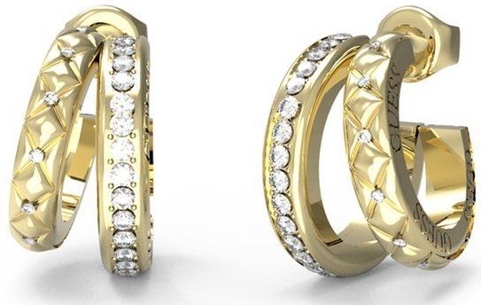 Guess - Dubbele Oorringen - Zilver - Kristallen - Trendy Design