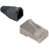 RJ45 Stekkers met Zwarte Tules - CAT5 en CAT6 - 8P8C - STP - 10 stuks