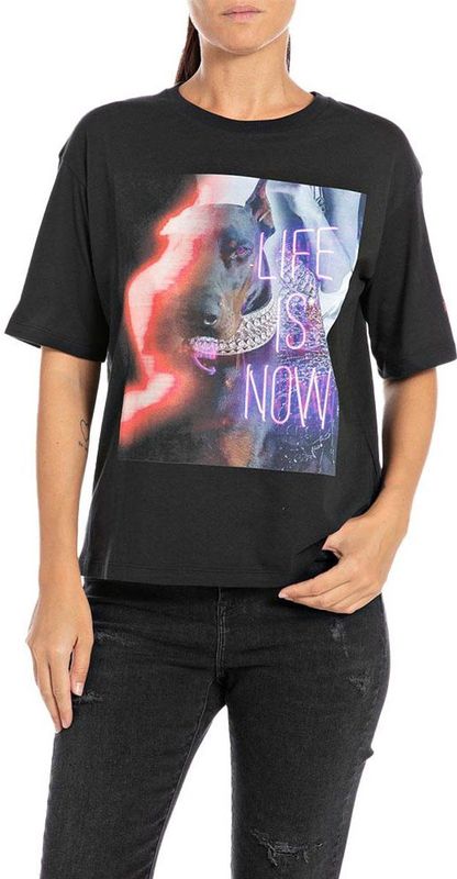 Replay - W3071E.000.20994 - T-shirt - Zwart - Korte Mouwen