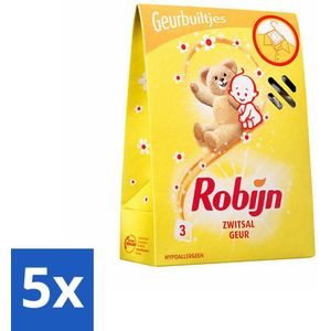 5 x Robijn - Zwitsal - Geurbuiltjes - Zachte Babygeur - Hypoallergeen - 3 Geurbuiltjes - Kasten - Lades - Babykamer - Wasverzachter