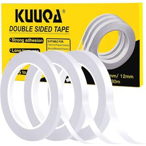 Dubbelzijdig Plakband Set - 3 Rollen voor Kantoor en Creatief Handwerk - 30 Meter Lang, 6 mm/9 mm/12 mm Breed