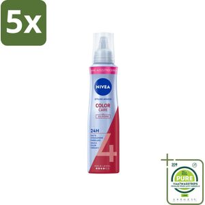 5 x NIVEA – Haarmousse – Color Care & Protect – 150 ml - Grootverpakking - Haarkleur Bescherming - Haarmousse - Panthenol - Vitamine B3 - Heat Activated Care Technology