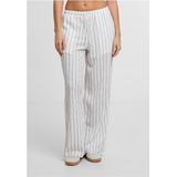 Urban Classics - Damesbroek - Offwhite/Black - Gestructureerd - Relaxed Fit - Brede Damesbroek met Elastische Tailleband