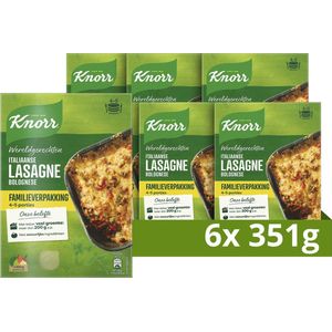 Knorr Wereldgerechten Lasagne Bolognese XXL - Italiaanse - snel, makkelijk en met lekker veel groente - 6 x 351 g