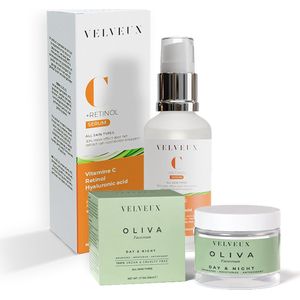 (Basis bundel) Oliva Face Cream & Vit C en Retinol Serum - moisturizer - skincare - dagcreme - nachtcreme - gezichtsverzorging - vitamine c - gezichtscreme