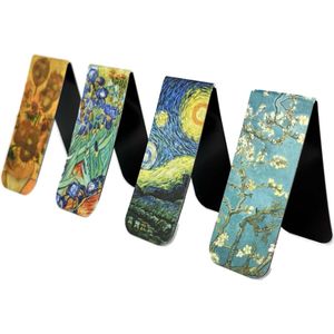 3BMT® Bladwijzer - set van 4 Boekenleggers - Magnetische Bookmark - Van Gogh collectie