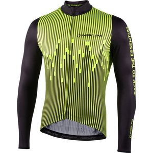 Nalini Heren Fietsshirt korte mouwen - wielrenshirt Zwart Fluo - NEW LS FIT JERSEY Black/Fluo yellow - XL