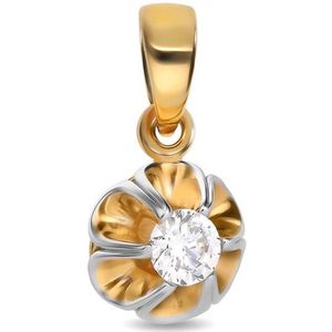 Juwelier Zwartevalk 14 karaat gouden bicolor hanger met zirkonia - 14.245