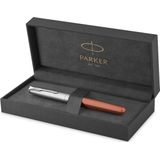 Parker Sonnet vulpen | metaal en oranje lak met palladium afwerking | roestvrijstalen fijne penpunt | Geschenkverpakking