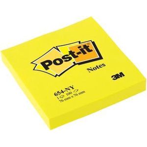 Post-it® Notes, Neon Geel, 76 x 76 mm, 100 Blaadjes/Blok