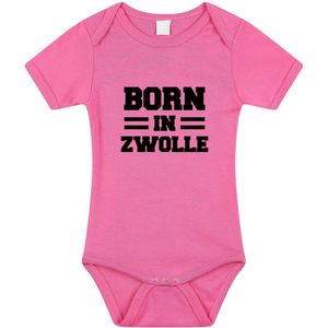 Born in Zwolle tekst baby rompertje roze meisjes - Kraamcadeau - Zwolle geboren cadeau 80