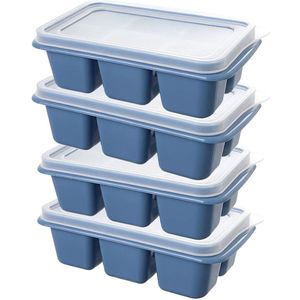 4 Stuks Mini-ijsblokjesvormpjes met deksels - IJsblokjesvormpjes met deksels - Kleine, gemakkelijk te verwijderen siliconen ijsblokjesvormpjes - Vierkante vormen met deksels - Perfect voor zelfgemaakte zomerdrankjes, bakvormen, vierkante taarten
