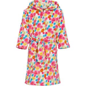 Playshoes - Fleece badjas met capuchon - Bloemen geel - maat 86-92cm