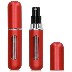 MaxedMore Navulbare Parfumverstuiver 5ml Rood 2x - 65 Keer Spraybare Parfum Verstuiver - Hervulbaar Tasverstuiver voor Parfum - Meeneem Mini Geur Flesje voor op Reis - Lipstick Formaat Navulbaar Parfumflesje