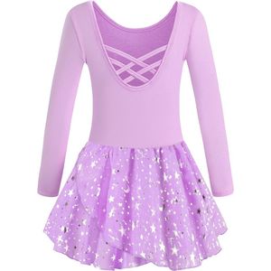 Balletpak voor meisjes - Katoenen ballerina outfit met jurk en zakje, korte en lange mouwen