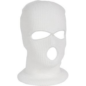 1 warm wintermasker, masker met 3 gaten, gebreid ski-koud fietsmasker, multifunctioneel masker, motor- en fiets-skimuts,wit