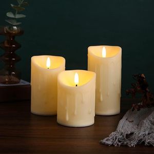 Vlamloze led-knipperende kaarsen met afstandsbediening - set van 3 elektronische kaarsen voor binnen- en buitendecoratie