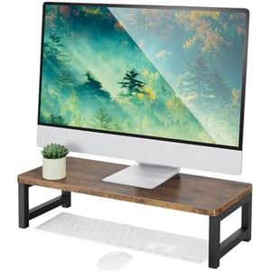 Selbro ® Vintage Houten Monitorstand Houder voor Laptop en Computer, Multifunctioneel Bureau Organizer, Donkerbruin