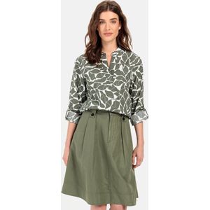 camel active Overslag blouse Met bloemenprint all-over - Maat womenswear-XXL - Groen-Wit