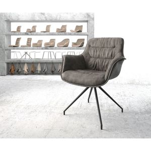 Gestoffeerde-stoel Kaira-Flex kruisframe conisch zwart microvelours antraciet vintage