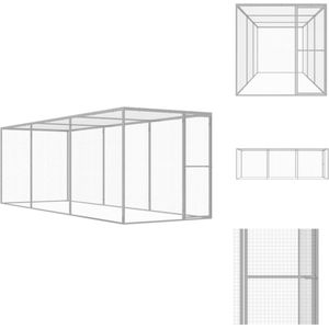 vidaXL Kattenkooi Gegalvaniseerd Staal - 4.5x1.5x1.5m - Afsluitbare deur - Kooi