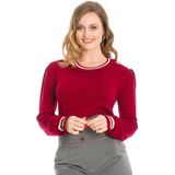Banned Retro - Frill Me Puff Sleeve Jumper - Rood - Dames