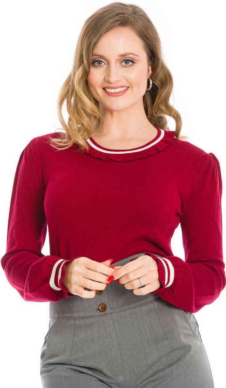 Banned Retro - Frill Me Puff Sleeve Jumper - Rood - Dames