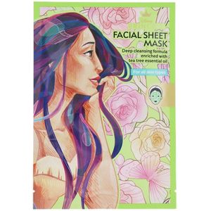 Disney gezichtsmasker Pocahontas - facial sheet mask Princess - tissue masker prinsessen - met tea tree