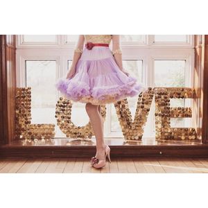 Supervintage supermooie volle zachte petticoat rok lila - M / L - valt op de knie - elastische verstelbare taille - carnaval - feest