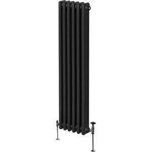 Monster Shop Traditionele Stijl 3 Kolom Verticaal Radiatoren - 1800 x 292mm - Hoogwaardig Carbon Staal - Hoge BTU Warmte Output - Inclusief Bevestigingskit & Borstel - 15 Jaar Garantie - Zwart