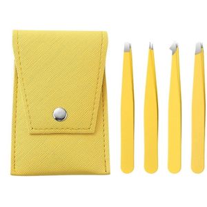 4PCS precisie pincet Profeezers professionele roestvrij staal wenkbrauw pincet voor wimper ingegroeid haar en baard,geel