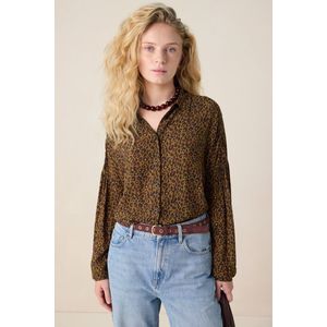 Sissy-Boy - Donkergoene blouse met leopard print