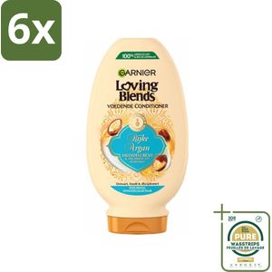 Garnier Loving Blends Rijke Argan Conditioner 250 ml - Voordeelverpakking - 6 stuks - Onhandelbaar haar - Argan olie