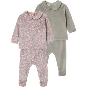 Set van 2 Pyjama's - Oudroze - Fluweel / Velours - Voor Pasgeborenen