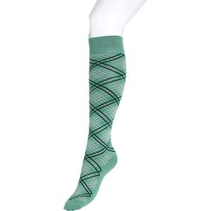 Bonnie Doon Kniekous met Tartan Ruiten Katoen Kleur Groen Maat 36/42 Gladde Teennaad - Ruiten - MultiColor - Comfort - Warm - Kniekous - Stijlfol - Modern - Voorgewassen - Tartan - Mode - Vlakke Teennaad - Kniesokken - Berryl Green - BP241502.132