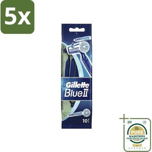 5 x Gillette - Blue 2 - Wegwerpscheermesjes - Chromium Coating - 10 Scheermesjes - Grootverpakking - Scheermesjes - Wegwerpscheermesjes - Gillette - Gromium Coating - Comfortabele Scheerbeurt