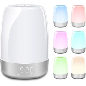 Nachtlamp - Wake Up Light - Sleep Lamp - Digitale Wekker met lamp - Wit