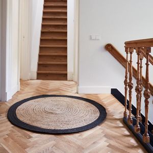 Rond vloerkleed Jute Naturel/Antraciet Grijs/Antraciet - Jute - Rond 120 Ø - (S)