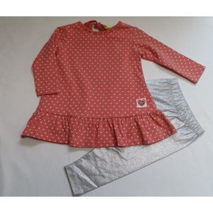 Ensemble - Meisje - Jurk orange + legging glitter grijst - 1 jaar 80