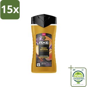 15 x Axe – Douchegel – Peach Infusion – 225 ml - Grootverpakking - Douchegel - Parfum - Frisheid - Geur - Luxe
