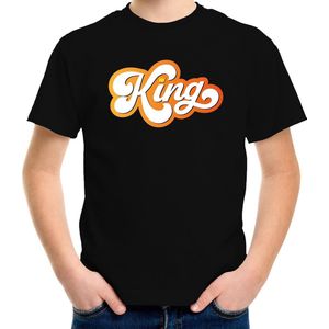 King Koningsdag t-shirt zwart voor kinderen/ jongens 134/140