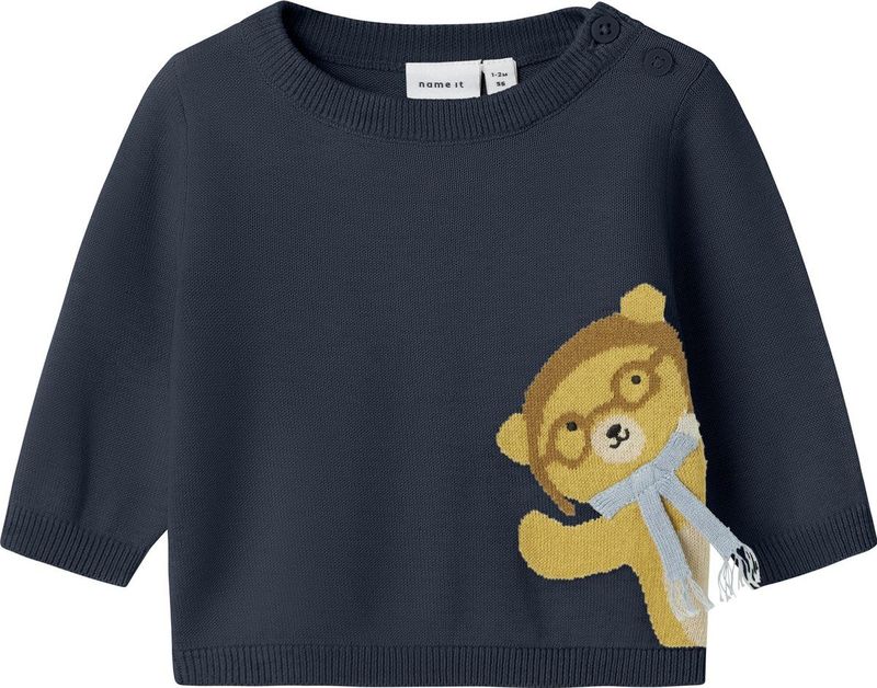 NAME IT - NBMKANO - Gebreide Trui - Navy - Lichtblauw - Ombergrijs - Cappuccino