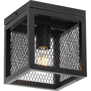 QAZQA cage_wire - Moderne Plafondlamp - 1 lichts - L 18 cm - Zwart - Woonkamer | Slaapkamer | Keuken