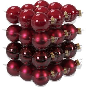 36x stuks kerstversiering kerstballen rood/donkerrood van glas - 4 cm - mat/glans - Kerstboomversiering/kerstversiering