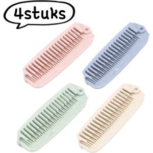 4-delige opvouwbare kam met rietje, draagbare kam met dubbele functie voor herenkappers, statische kam voor massagekam voor vrouwen, gemengde kleur